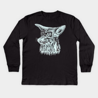 Icey Coyote Hipster All Ears Kids Long Sleeve T-Shirt